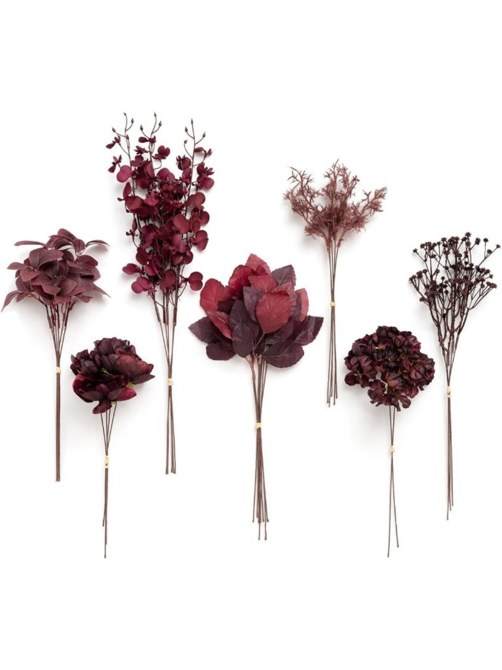 35pcs Burgundy Faux Greenery Stems - Artificial Floral Decor for Home & Events